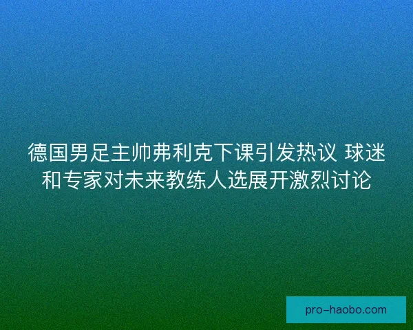 德国男足主帅弗利克下课引发热议 球迷和专家对未来教练人选展开激烈讨论