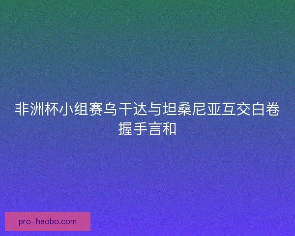 非洲杯小组赛乌干达与坦桑尼亚互交白卷握手言和