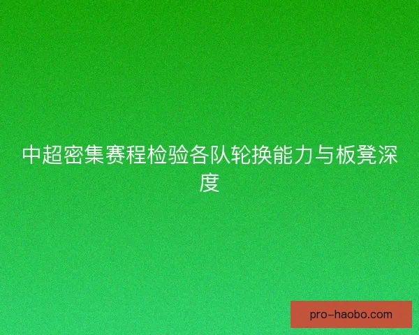 中超密集赛程检验各队轮换能力与板凳深度